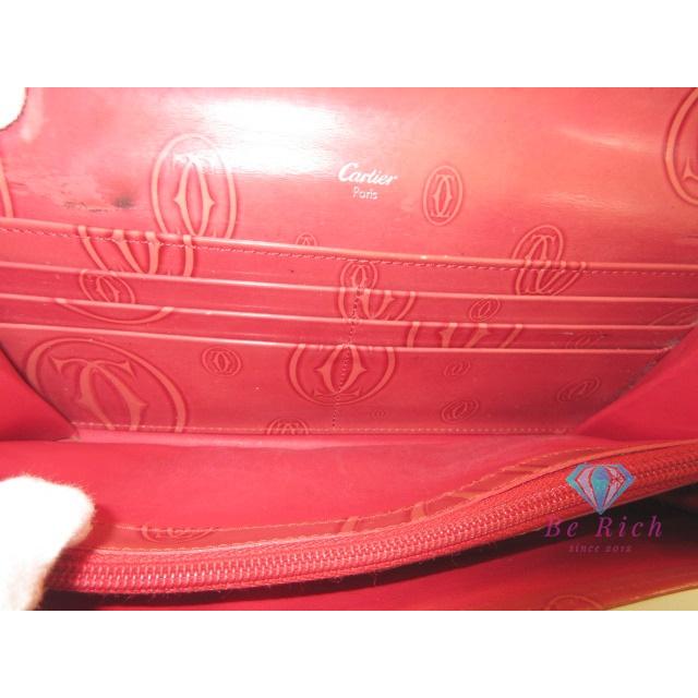 カルティエ Cartier 二つ折り財布 L3001252 ハッピーバースデー パテント レザー エナメル 赤 サーモン レッド ロゴ 中財布【中古】bs4103 | Cartier | 03