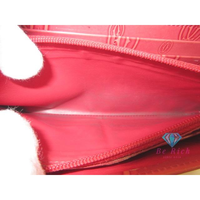 カルティエ Cartier 二つ折り財布 L3001252 ハッピーバースデー パテント レザー エナメル 赤 サーモン レッド ロゴ 中財布【中古】bs4103 | Cartier | 04