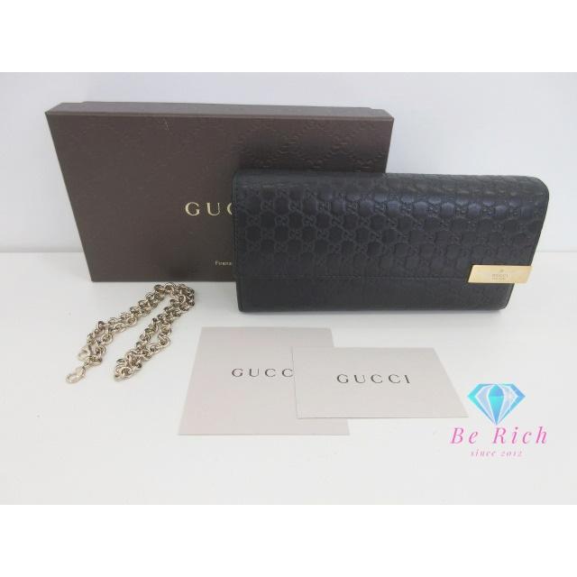 美品　グッチ財布　グッチ長財布　グッチggマーモント グッチレザー GUCCI（グッチ） 長財布 269541 チェーン ウォレット マイクロ GG シマ