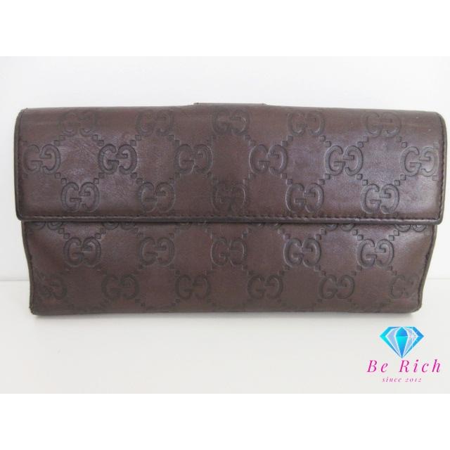 W*割様 GUCCI シマ 長財布 インターロッキング ダークブラウン GG グッチ GUCCI Wホック 二つ折り 長財布 シマ 茶 ブラウン 212089