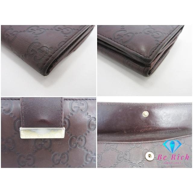 GG グッチ GUCCI Wホック 二つ折り 長財布 シマ 茶 ブラウン 212089