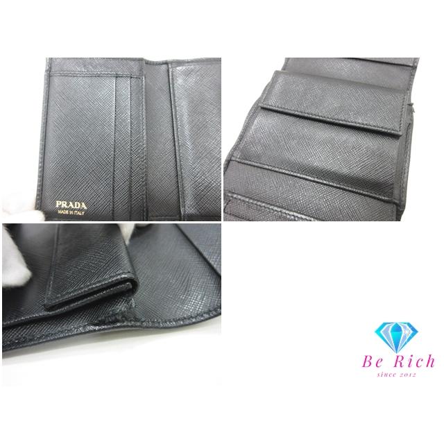 PRADA（プラダ） 三つ折り 財布 サフィアーノ レザー ブラック 黒