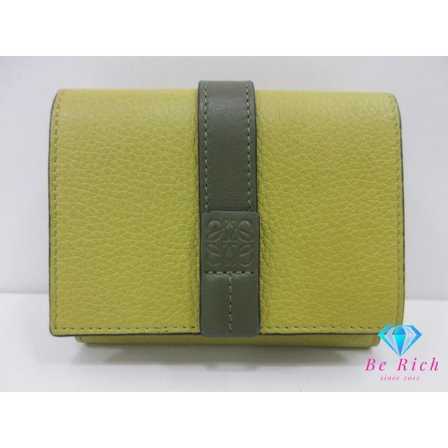 未使用級 ロエベ トライフォールド 三つ折り財布 アナグラム グリーン系 レザー LOEWE（ロエベ） トライフォールド ウォレット 三つ折り 財布