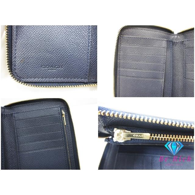 美品 COACH コーチ ラウンドファスナー 長財布 ネイビー ロゴ 本革 COACH（コーチ） ラウンド ファスナー 長財布 58584 紺 ネイビー