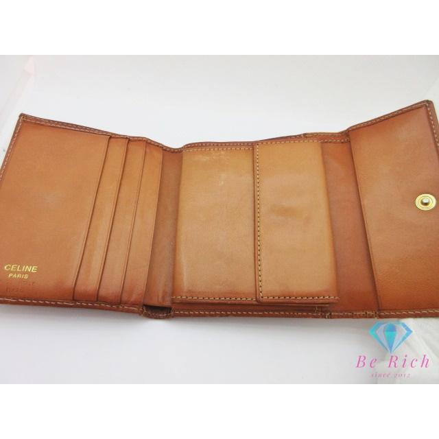 CELINE（セリーヌ） 二つ折り財布 マカダム ベージュ ブラウン 茶 PVC