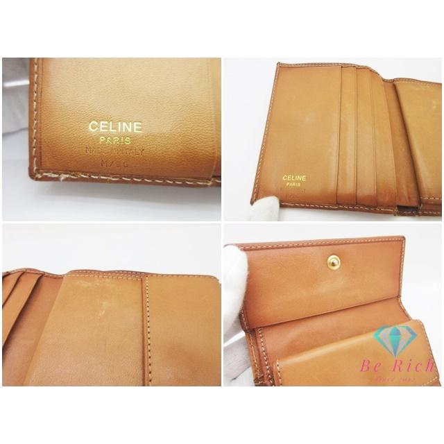 CELINE（セリーヌ） 二つ折り財布 マカダム ベージュ ブラウン 茶 PVC