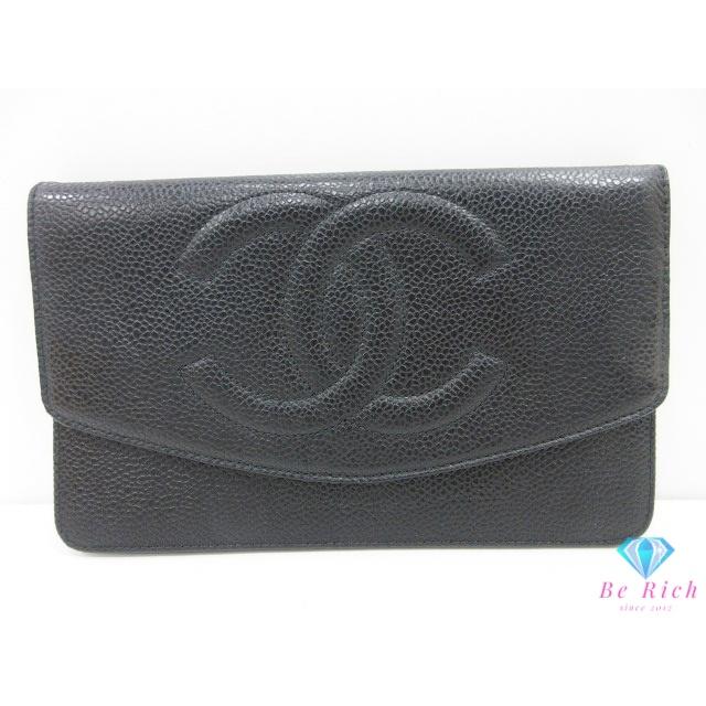 CHANEL（シャネル） 二つ折り 長財布 A01434 黒 ブラック キャビア