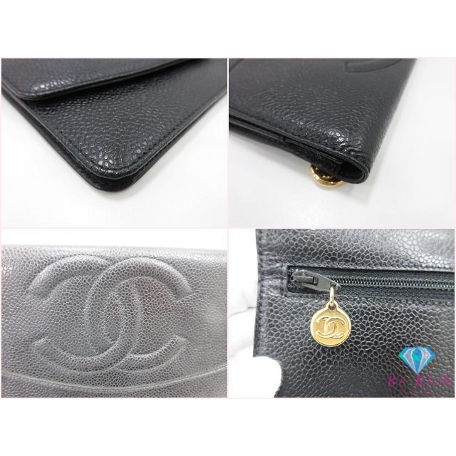 CHANEL（シャネル） 二つ折り 長財布 A01434 黒 ブラック キャビア