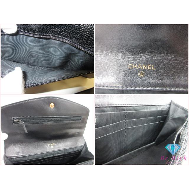 CHANEL（シャネル） 二つ折り 長財布 A01434 黒 ブラック キャビア