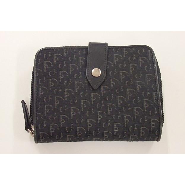 美品 クリスチャン ディオール Christian Dior 二つ折り財布 トロッター ストリートシック モノグラム ブラック 黒 【中古】 bs843 | Christian Dior
