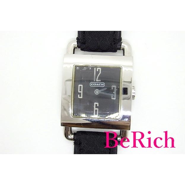 コーチ COACH ミニ シグネチャー レディース 腕時計 0221 スクエア 黒 ブラック 文字盤 SS レザー ロゴ アナログ  クォーツ【中古】bt1864 :bt1864:ビーリッチヤフー店 - 通販 - Yahoo!ショッピング
