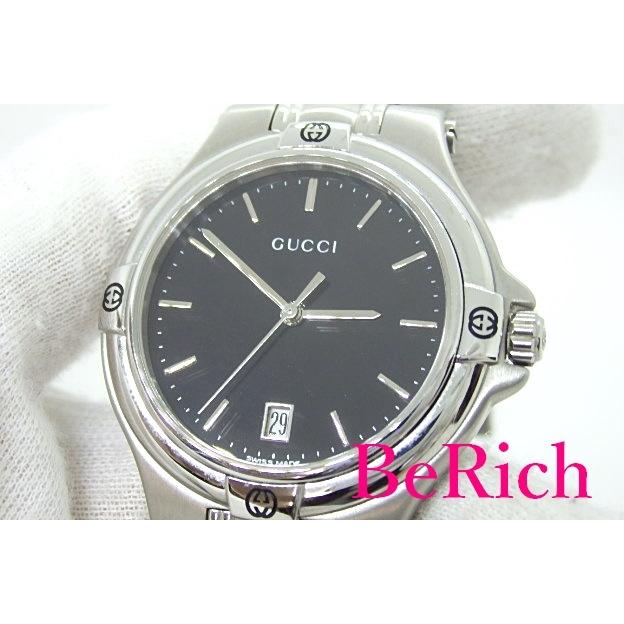 □GUCCI グッチ 9040M ブラック文字盤 SS　ステンレス クオーツ 箱 グッチ 9040M メンズ クオーツ SS USED Gucci