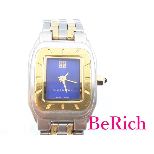 GIVENCHY ジバンシイ スクエア ゴールド/ネイビー文字盤レディース腕時計