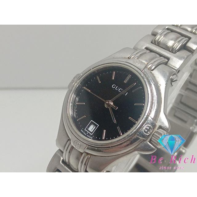 GUCCI（グッチ） レディース 腕時計 デイト 9040L ブラック 黒 SS ロゴ
