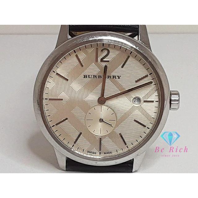 バーバリー BURBERRY BU10008 クラシック メンズ 腕時計 デイト スモセコ ラウンド SS レザー ブレス ロゴ クォーツ【中古】 bt3205 | BURBERRY