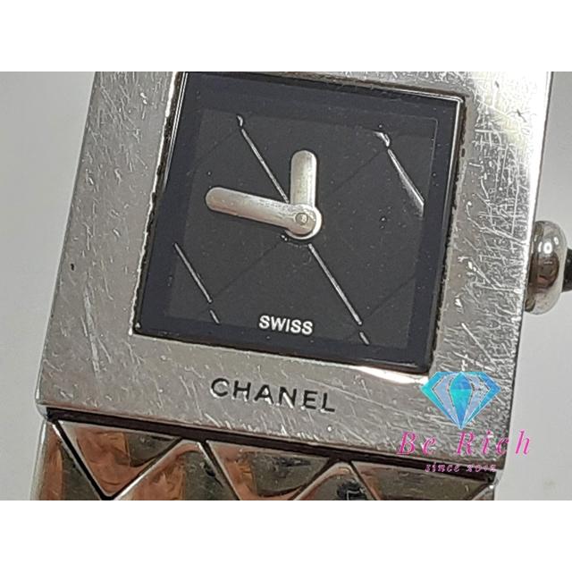 美品 マトラッセ シャネル CHANEL 時計 H0009 ブラック レディース マトラッセ シャネル CHANEL レディース 腕時計 H0009 スクエア 黒