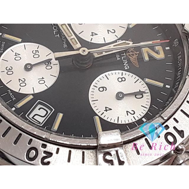 ブライトリング BREITLING コルト クロノグラフ メンズ 腕時計 デイト A53035 黒 ブラック シルバー クオーツ【中古】【送料無料】 bt3306の画像
