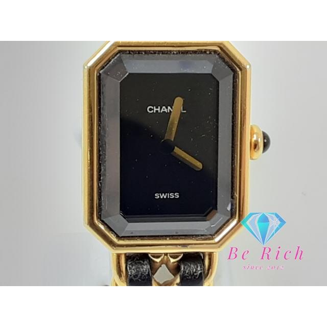 シャネル CHANEL プルミエール M 腕時計 時計 GP（ゴールドメッキ） レザーベルト レディース ブラック系 H0001 【中古】 シャネル プルミエール M H0001 ブラック レディース 時計 【中古