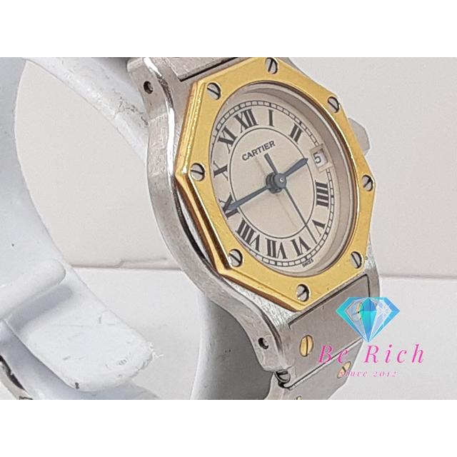 カルティエ Cartier サントス オクタゴン SM レディース 腕時計 187903 YG SS コンビ アイボリー クオーツ【中古】【送料無料】 bt3360 | SANTOS DE CARTIER | 02