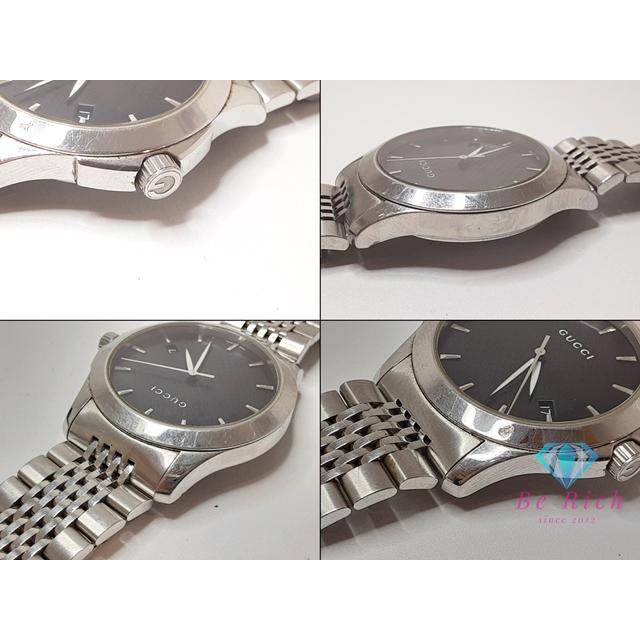 グッチ GUCCI Gタイムレス メンズ 腕時計 デイト 126.4 黒 ブラック シルバー SS ブレス アナログ クォーツ 【中古】【送料無料】 bt3373 | GUCCI | 05