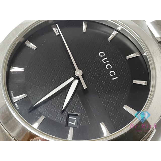 グッチ GUCCI Gタイムレス メンズ 腕時計 デイト 126.4 黒 ブラック シルバー SS ブレス アナログ クォーツ 【中古】【送料無料】 bt3373 | GUCCI | 06