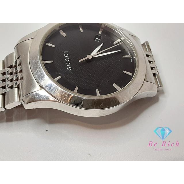 グッチ GUCCI Gタイムレス メンズ 腕時計 デイト 126.4 黒 ブラック シルバー SS ブレス アナログ クォーツ 【中古】【送料無料】 bt3373 | GUCCI | 08
