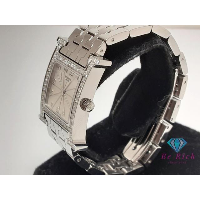 エルメス HERMES Hウォッチ ダイヤ ベゼル レディース 腕時計 HH1.230.271 シルバー SS ブレス ロゴ クォーツ【中古】【送料無料】 bt3380 | HERMES | 01