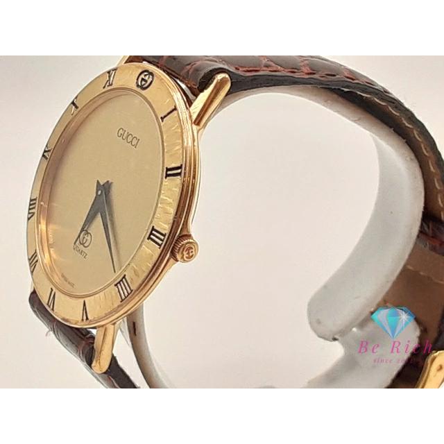 グッチ GUCCI メンズ 腕時計 3001M ゴールド ブラウン 茶 SS レザー ブレス アナログ クォーツ QZ ウォッチ オールド【中古】 bt3388 | GUCCI | 01
