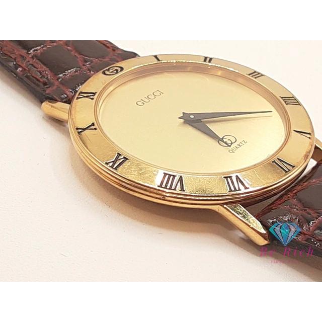 グッチ GUCCI メンズ 腕時計 3001M ゴールド ブラウン 茶 SS レザー ブレス アナログ クォーツ QZ ウォッチ オールド【中古】 bt3388 | GUCCI | 03