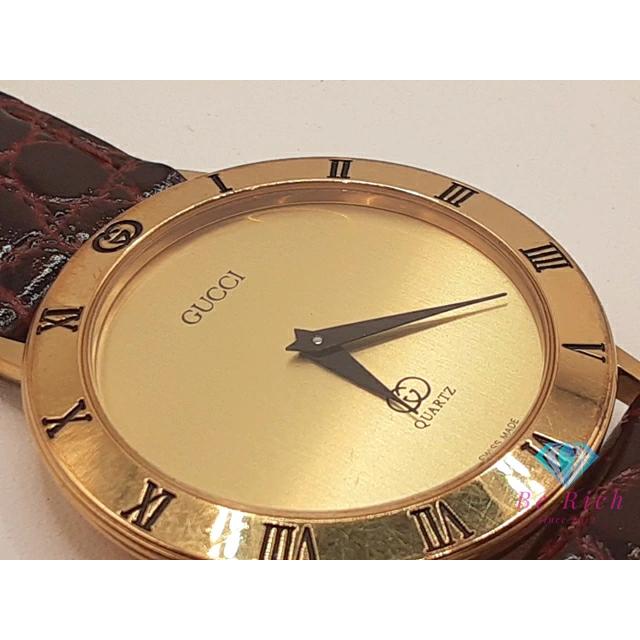 グッチ GUCCI メンズ 腕時計 3001M ゴールド ブラウン 茶 SS レザー ブレス アナログ クォーツ QZ ウォッチ オールド【中古】 bt3388 | GUCCI | 04