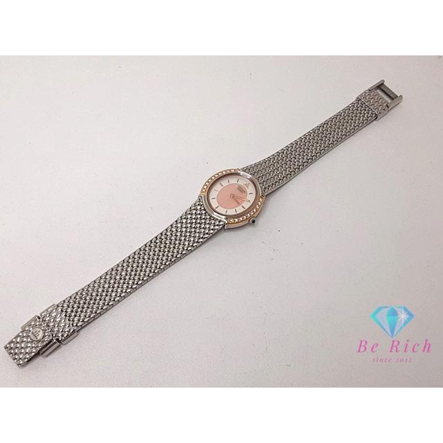 セイコー クレドール SEIKO CREDOR K18 YG ダイヤ 5A70-3000 白 ホワイト ピンク クォーツ ウォッチ  【中古】bt3404の画像