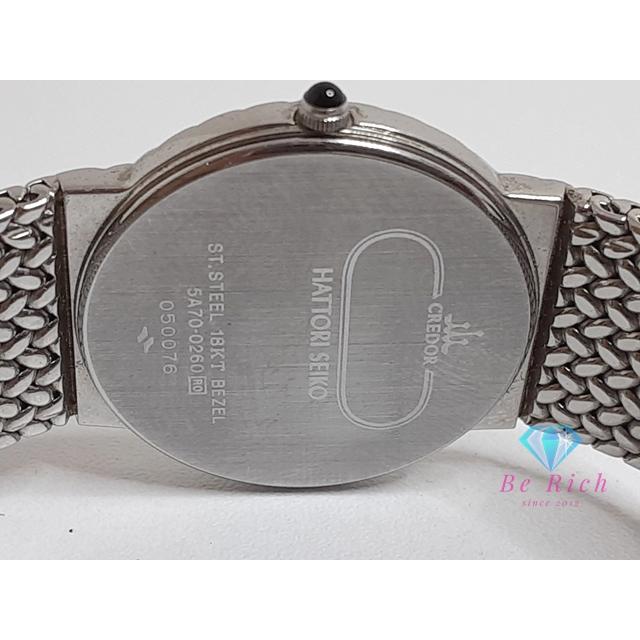 CREDOR SEIKO K18KT ベゼル ブルー メノウ レディース 5A70-0260 SS