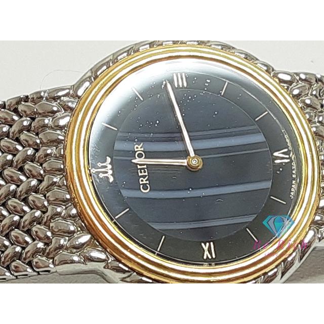 SEIKO セイコー 5A70-0260 クレドール ラウンドフェイス ブルーメノウ 腕時計 SS SS K18YG レディース [中古] SEIKO（セイコー） 5A70-0260 クレドール ラウンドフェイス ブルー