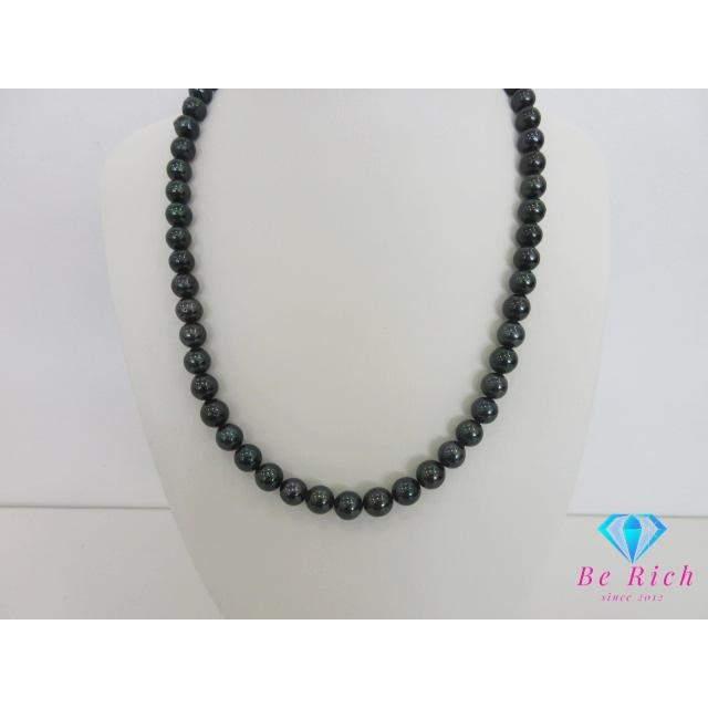 鑑別書付 アコヤ 黒 真珠 パール 7.5 - 8mm 珠 ネックレス イヤリング