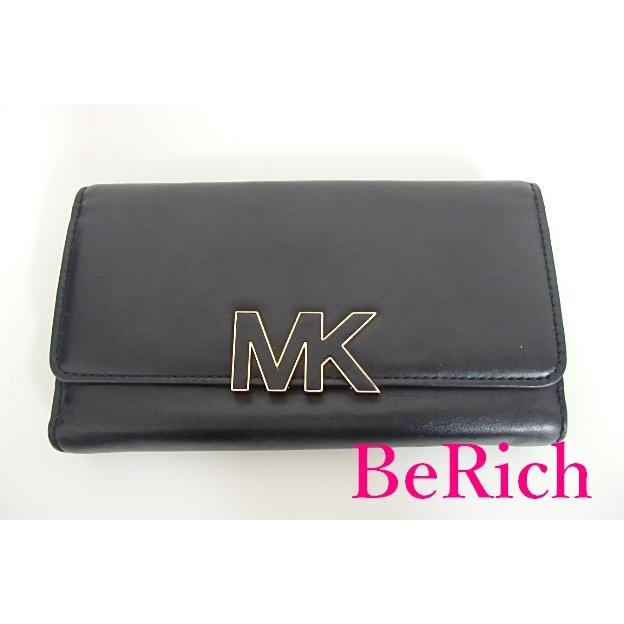 マイケルコース 二つ折り 長財布 黒 ブラック レザー ロゴ MK MICHAEL 