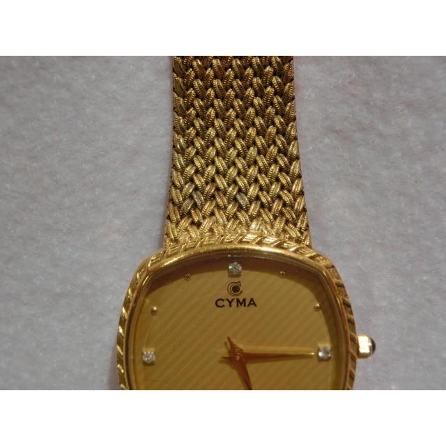 CYMA シーマ 天然ダイヤ 4P 腕時計 604 ゴールド 文字盤 SS クォーツ ドレス ウォッチ 時計 メンズ レディース 【中古】 ht203