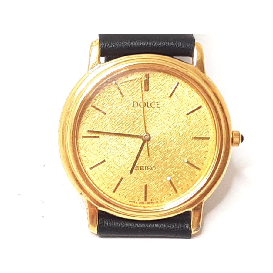 【外観美品/新品電池】SEIKO ドルチェ メンズ 腕時計 ゴールド 新品ベルト SEIKO セイコー ドルチェ メンズ 腕時計 8N41-6290 ゴールド 黒
