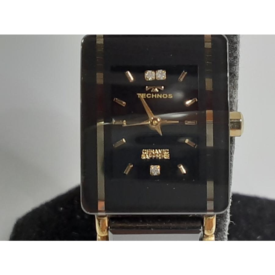 TECHNOS（テクノス） レディース 腕時計 T9796 黒 ブラック ゴールド 