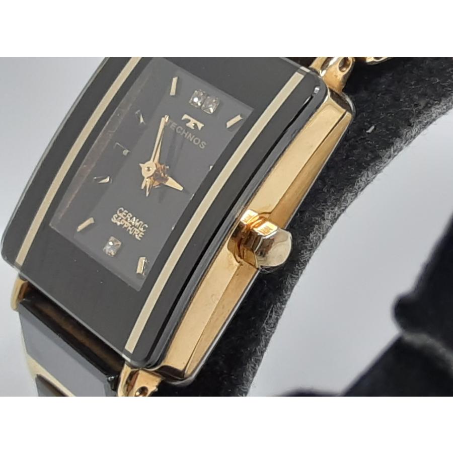 TECHNOS（テクノス） レディース 腕時計 T9796 黒 ブラック ゴールド 