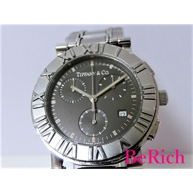 セール特価 クロノグラフ 腕時計 メンズ アトラス ティファニー デイト 中古 送料無料 Mk34 Tiffany Co グレー文字盤 Qz クォーツ Ss メンズ腕時計