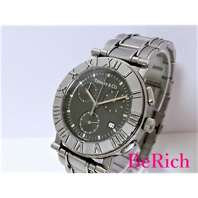 セール特価 クロノグラフ 腕時計 メンズ アトラス ティファニー デイト 中古 送料無料 Mk34 Tiffany Co グレー文字盤 Qz クォーツ Ss メンズ腕時計