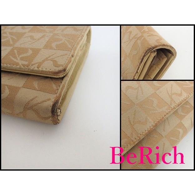 キタムラ 二つ折り 長財布 ベージュ キャンバス レザー ロゴ Kitamura