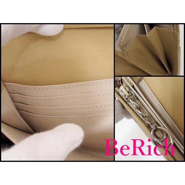 キタムラ 二つ折り 長財布 ベージュ キャンバス レザー ロゴ Kitamura