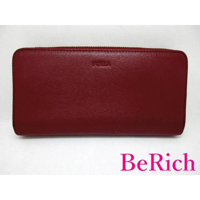 フルラ FURLA ラウンド ファスナー 長財布 赤 レッド レザー ロゴ 二