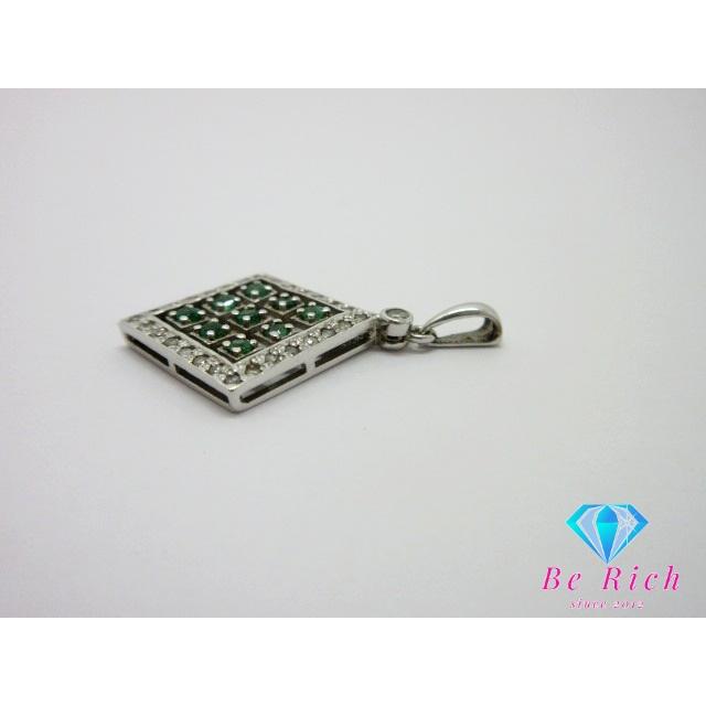 K18 WG エメラルド 0.15ct ダイヤモンド 0.20ct デザイン ネックレス 