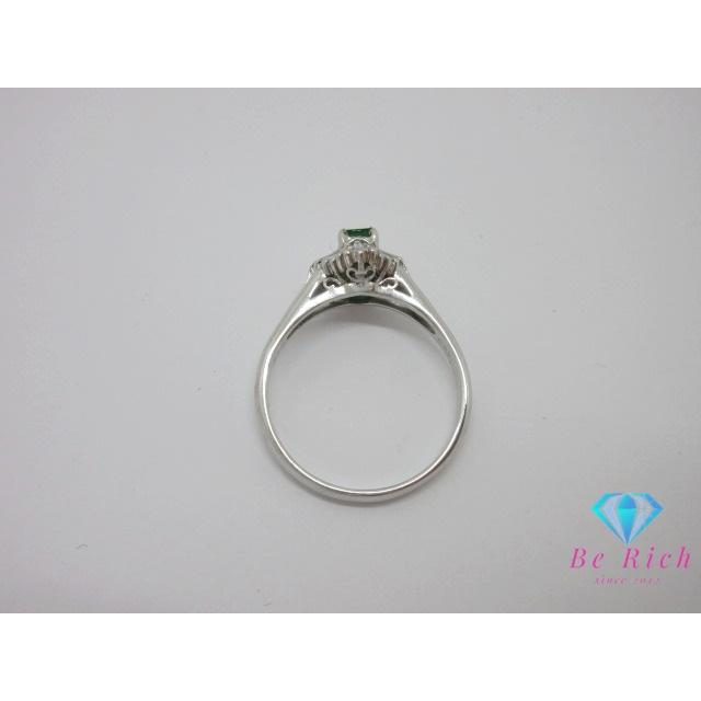 Pt900 プラチナ エメラルド 0.18ct ダイヤモンド 0.37ct 付 デザイン 