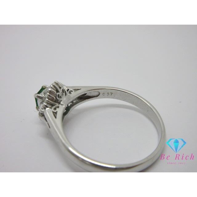 Pt900 プラチナ エメラルド 0.18ct ダイヤモンド 0.37ct 付 デザイン 