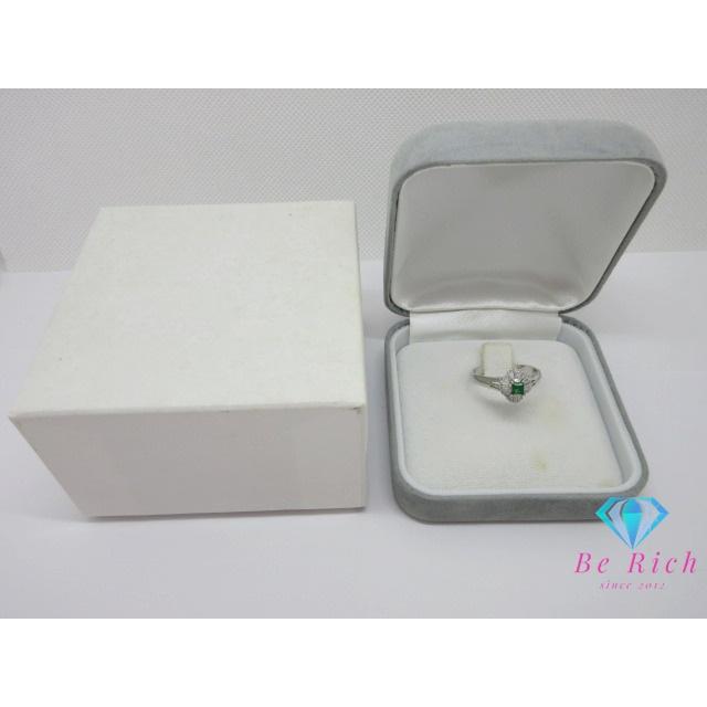 Pt900 プラチナ エメラルド 0.18ct ダイヤモンド 0.37ct 付 デザイン 