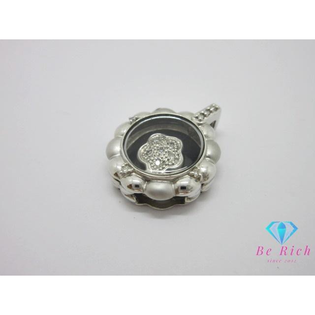 K18 WG カラーストーン ダイヤモンド 0.07ct 花 フラワー モチーフ 