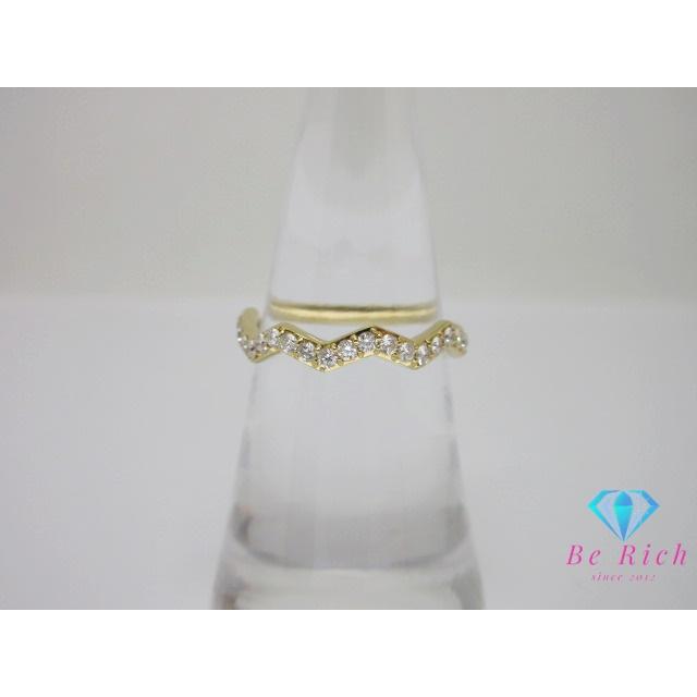 K18 YG ダイヤモンド 0.27ct 付 ハーフエタニティ デザイン リング 